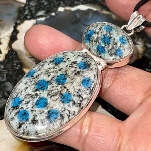 Large Splotches of K2 Azurite Granite Pendant 3”